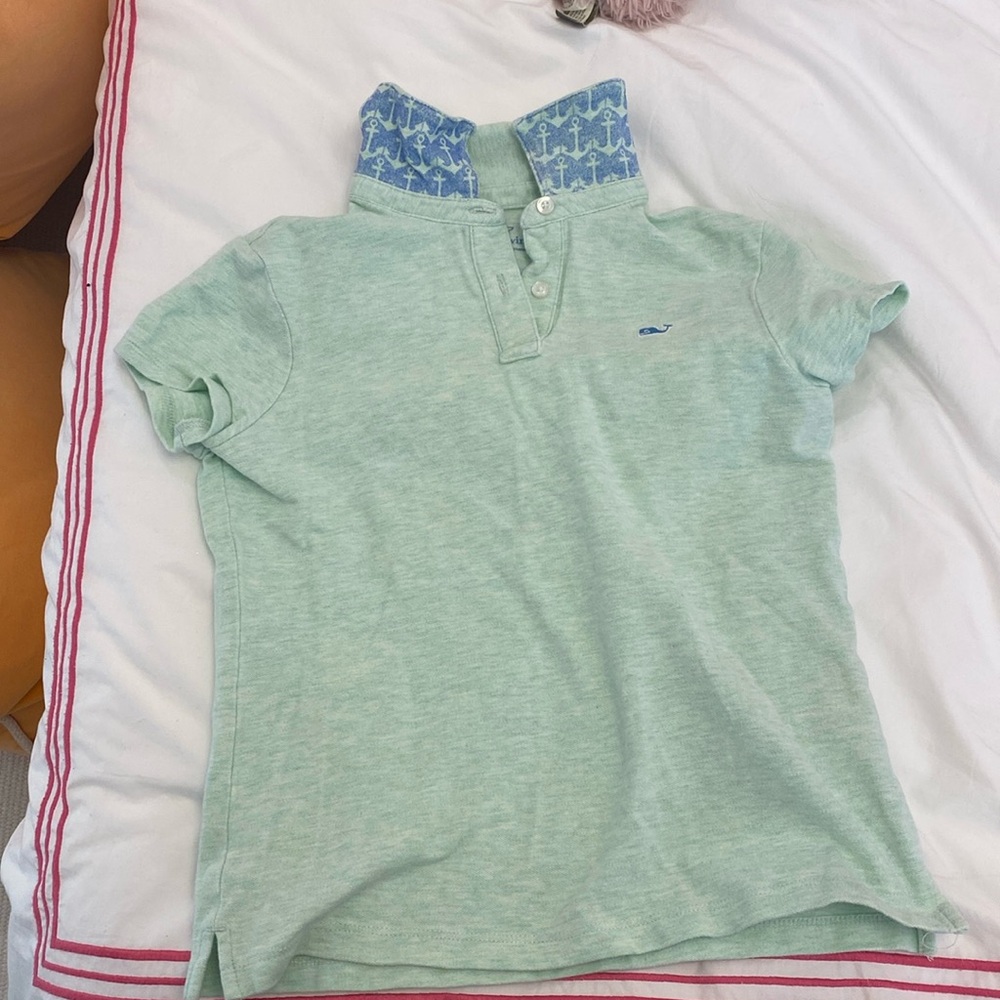 girls teal vineyard vine polo with fun collar